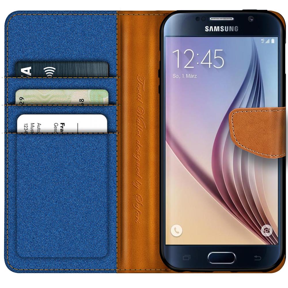 Textil Wallet für Samsung Galaxy S6 in Blau
