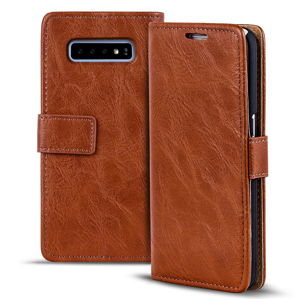 Retro Wallet für Samsung Galaxy S10e in Kastanienbraun