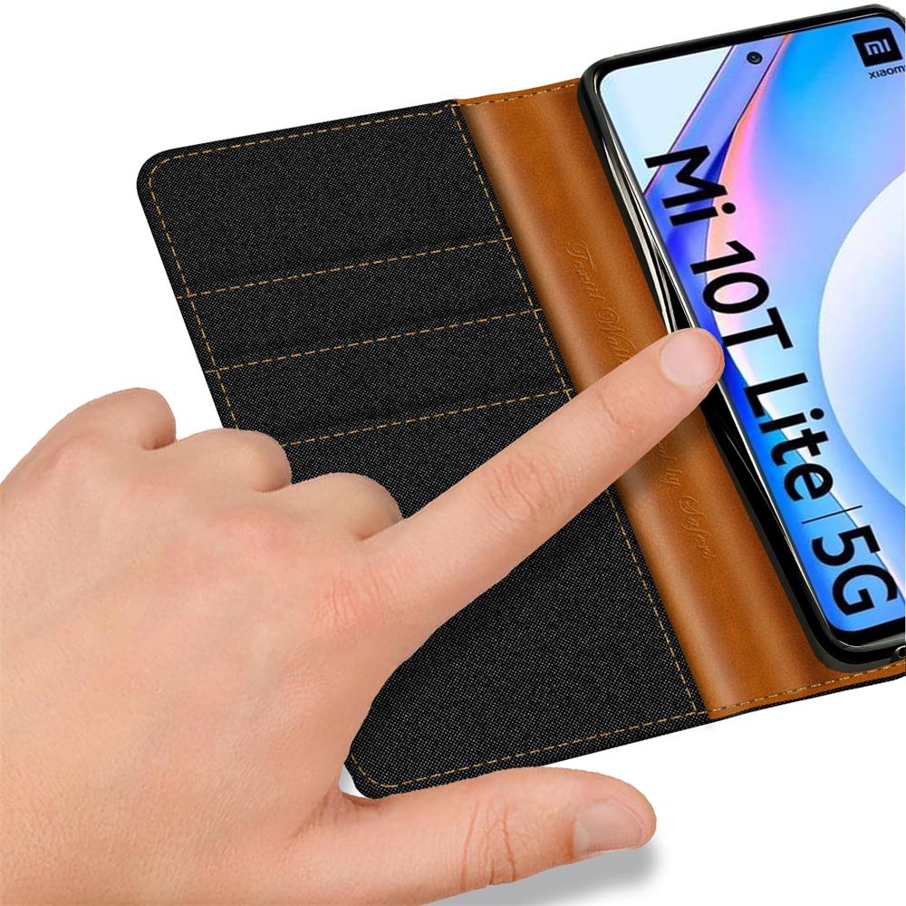 Textil Wallet für Xiaomi Mi 10T Lite in Schwarz