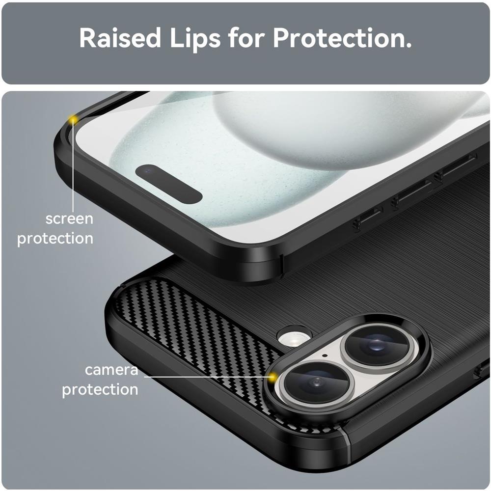 Carbon Brush TPU für Apple iPhone 16 Plus in Schwarz