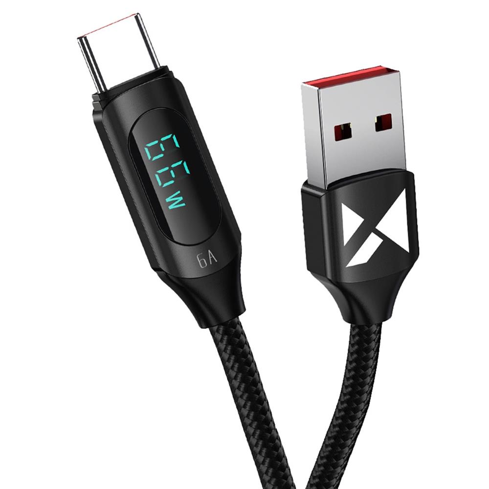 Wozinsky Display Ladekabel USB-A / Type C 1M in Schwarz