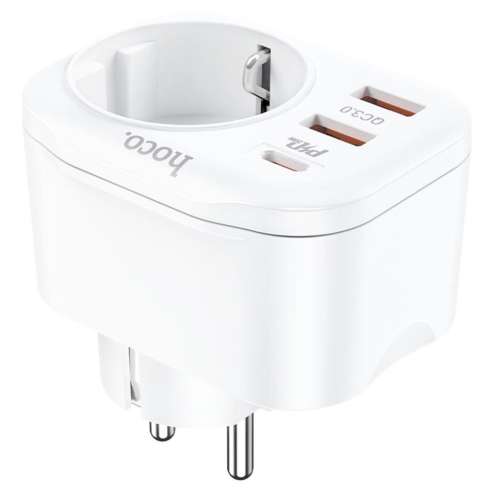 Hoco NS3 - Schuko-Adapter in Weiss