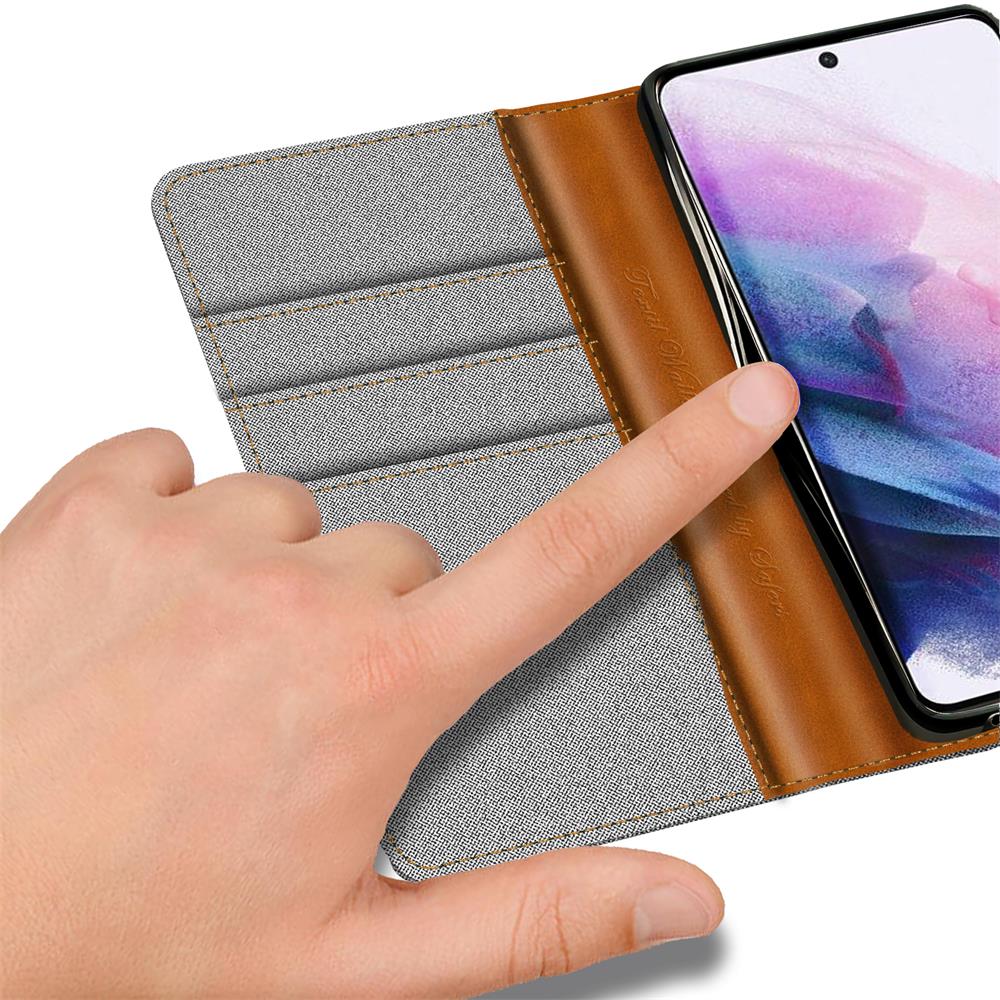 Textil Wallet für Samsung Galaxy S23 Ultra in Grau