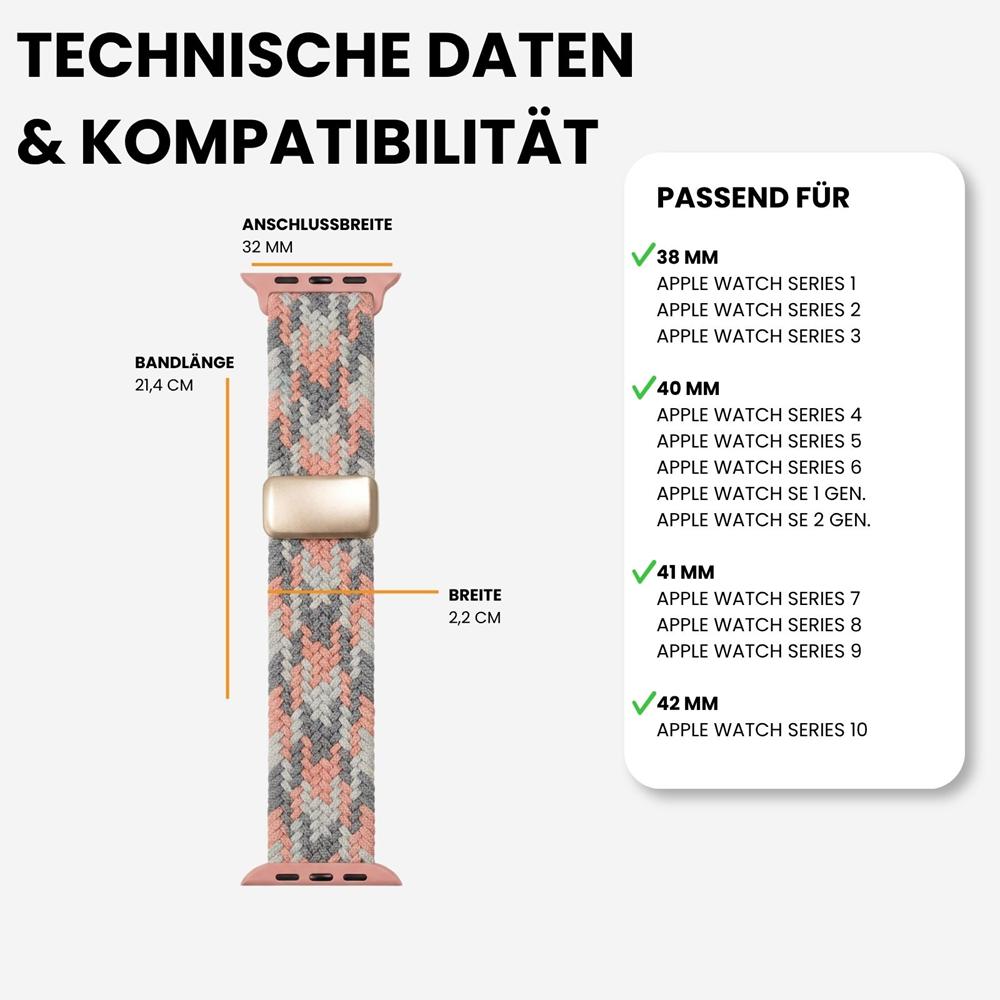 Loop Nylonarmband für Apple Watch 1-11/SE1-3 - 38/40/41/42mm in Pastellmix - Universal