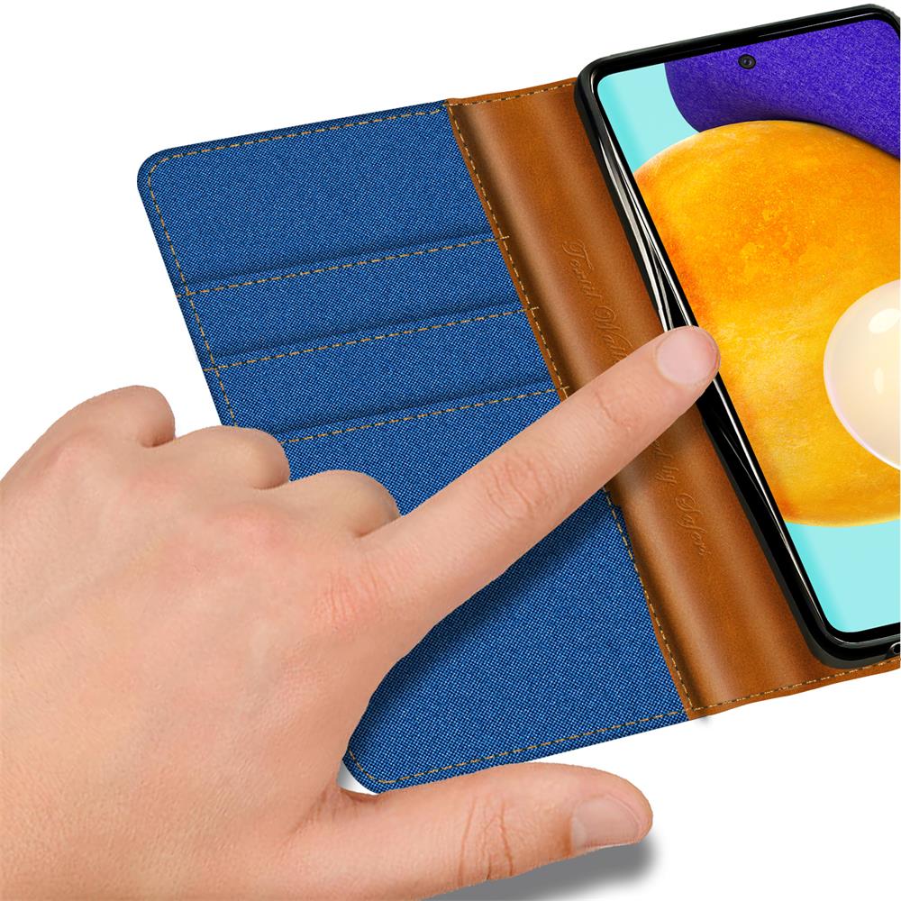 Textil Wallet für Samsung Galaxy A72 in Blau
