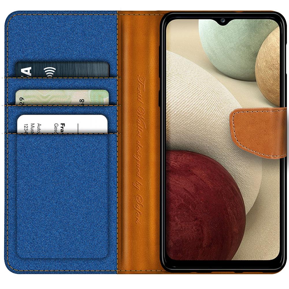 Textil Wallet für Samsung Galaxy A22 5G in Blau