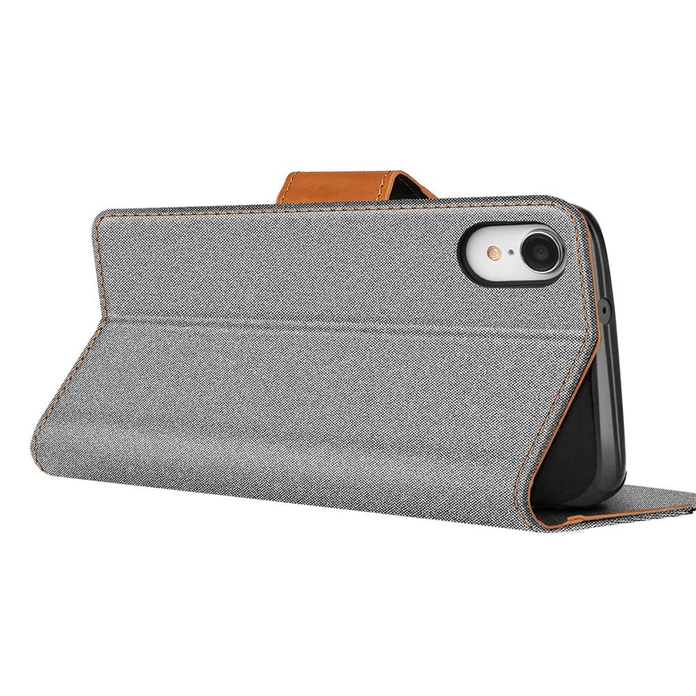 Textil Wallet für Apple iPhone XR in Grau