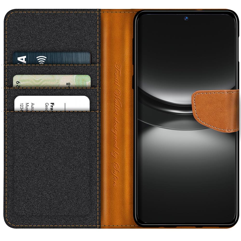 Textil Wallet für Huawei Nova 12S in Schwarz
