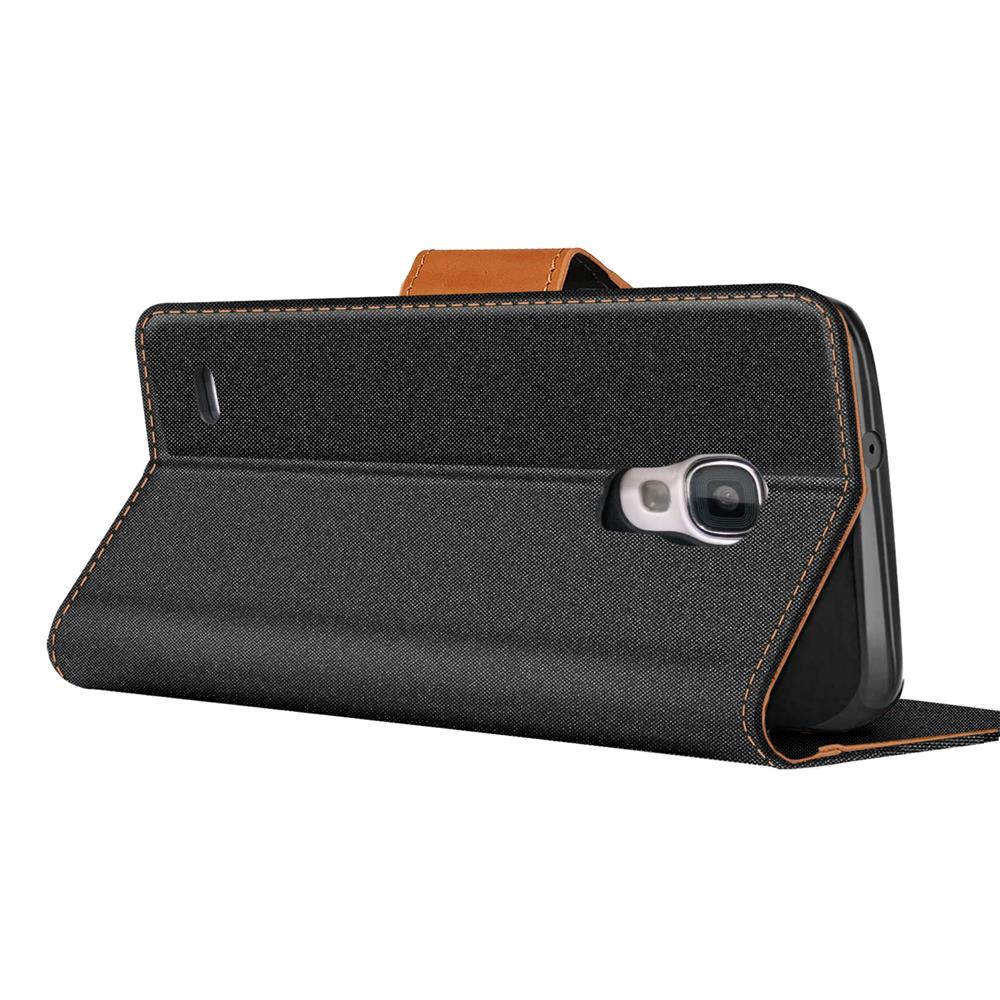 Textil Wallet für Samsung Galaxy S4 Mini in Schwarz
