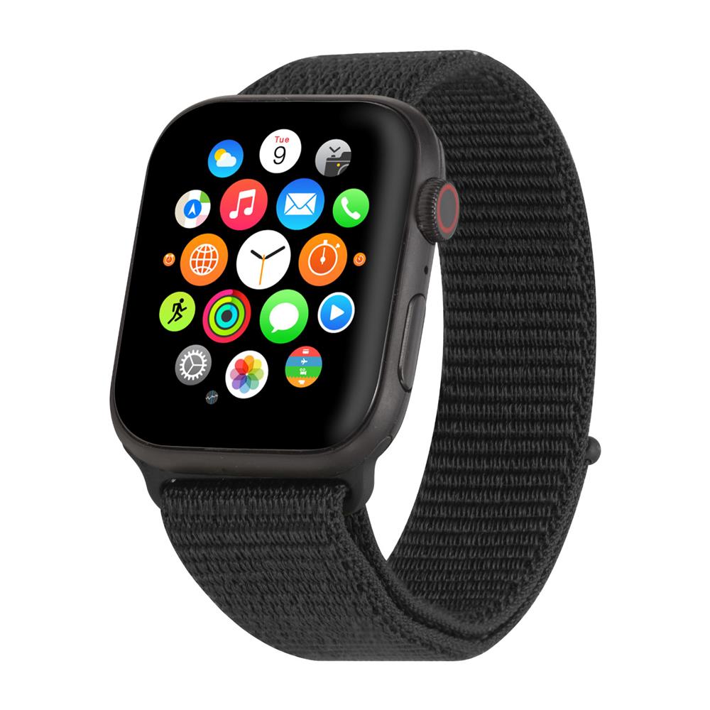 Fitnessarmband Nylon für Apple Watch 1-9 - 42/44/45 in Schwarz