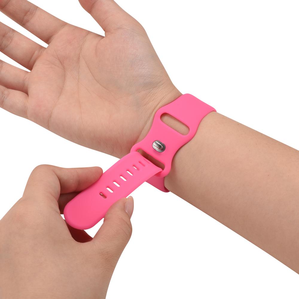 Silikonarmband Butterfly Apple Watch 1-11/SE1-3/Ultra1-3 - 42/44/45/49mm in Knallrosa - Größe L