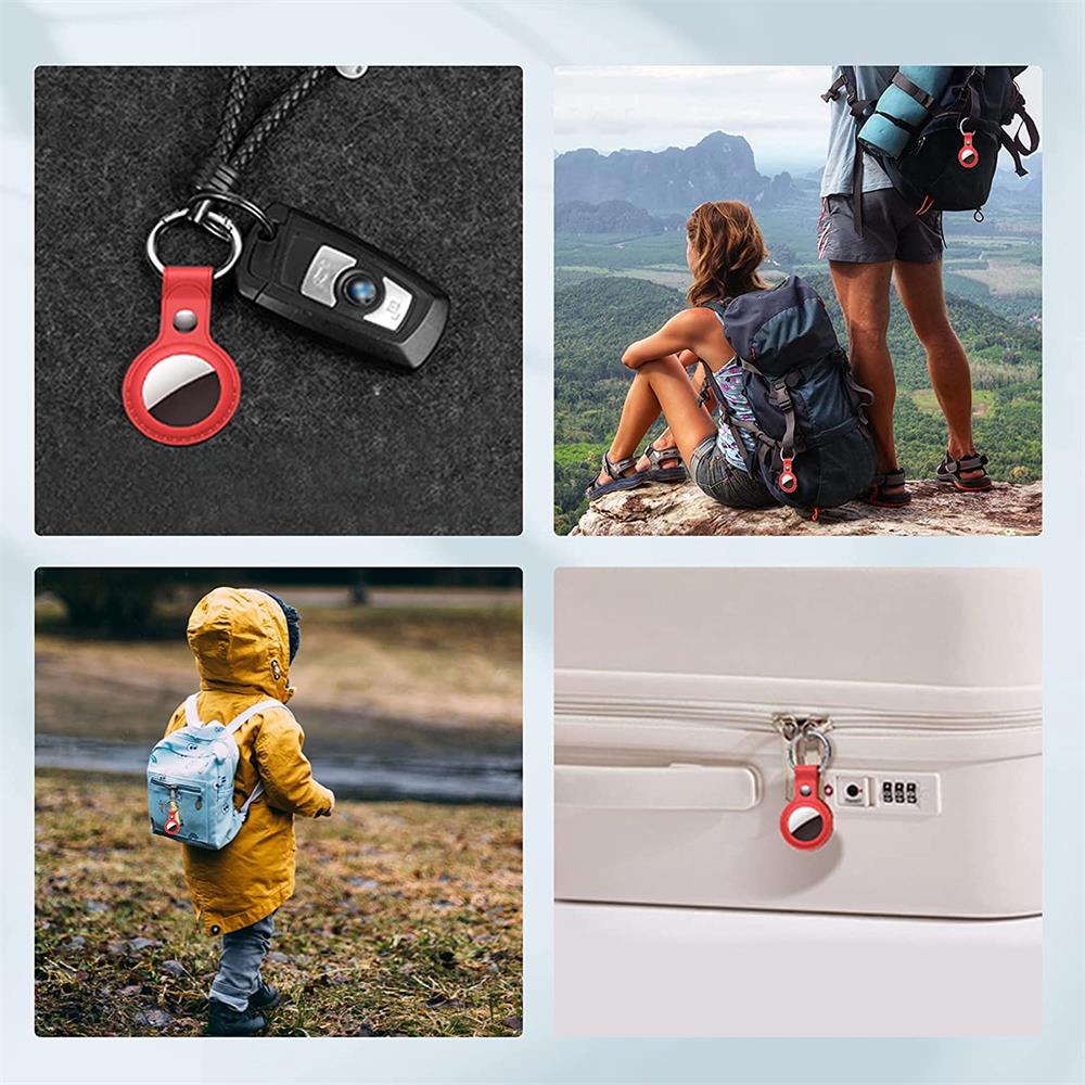 Tag Case Kunstleder für Apple Airtags in Rot
