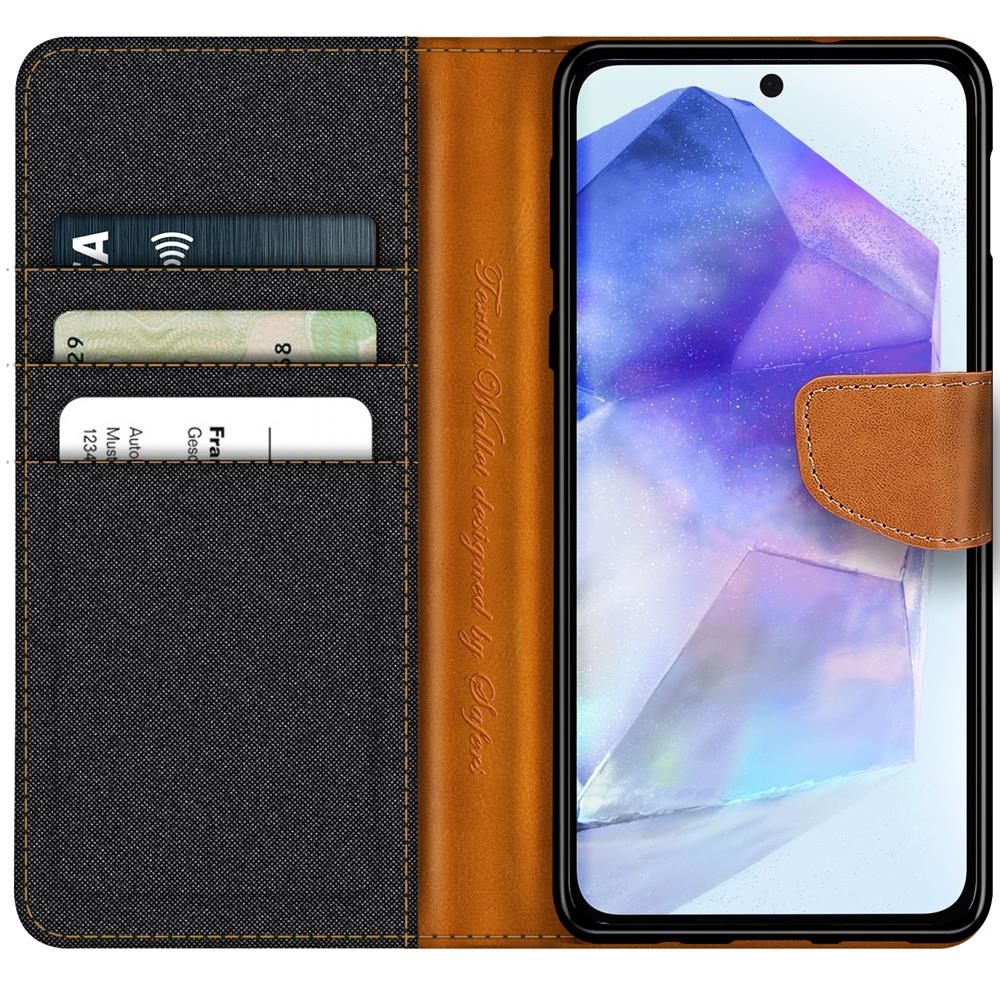 Textil Wallet für Samsung Galaxy A56 5G in Schwarz