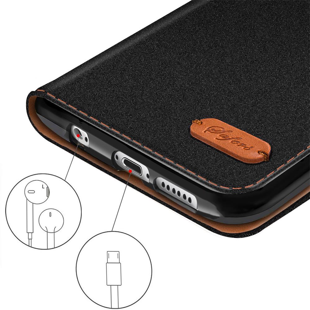 Textil Wallet für Apple iPhone 6 Plus / 6S Plus in Schwarz