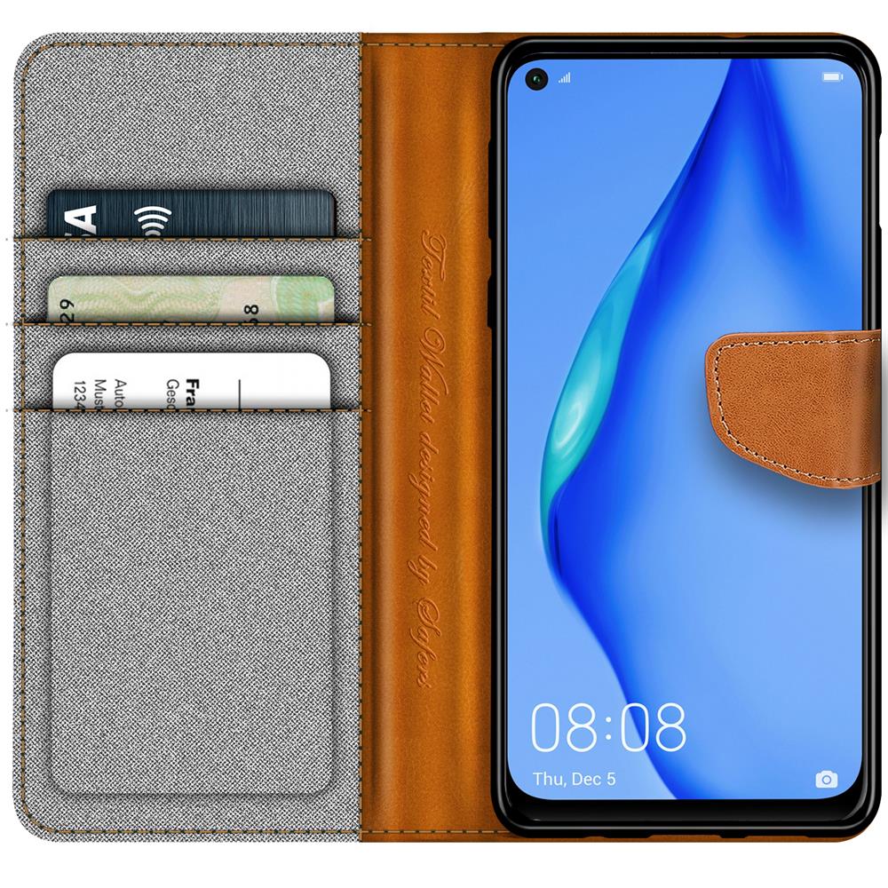 Textil Wallet für Huawei P40 Lite in Grau