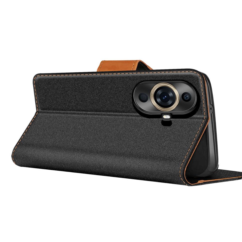 Textil Wallet für Huawei Nova 11 Pro in Schwarz