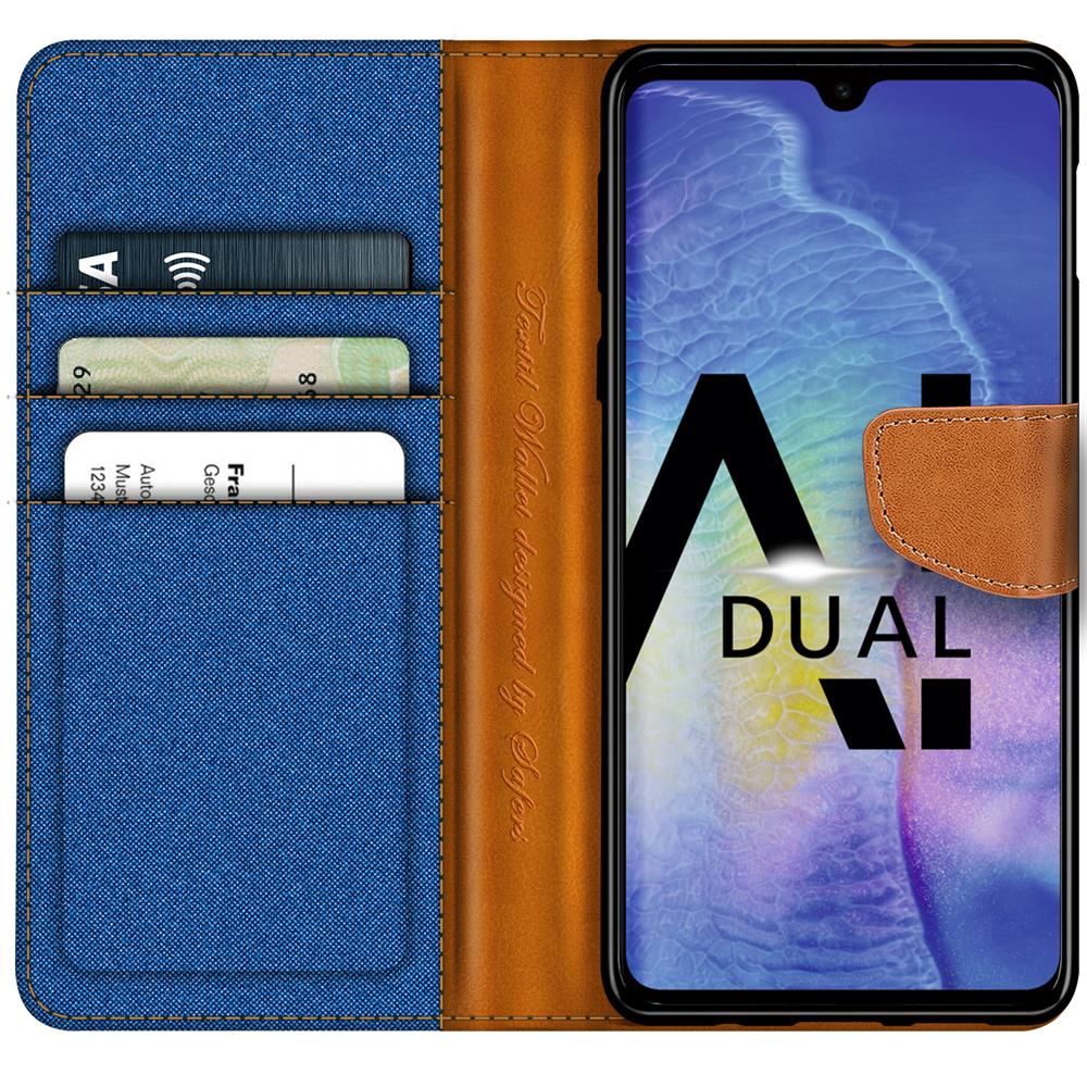 Textil Wallet für Huawei Mate 20 in Blau