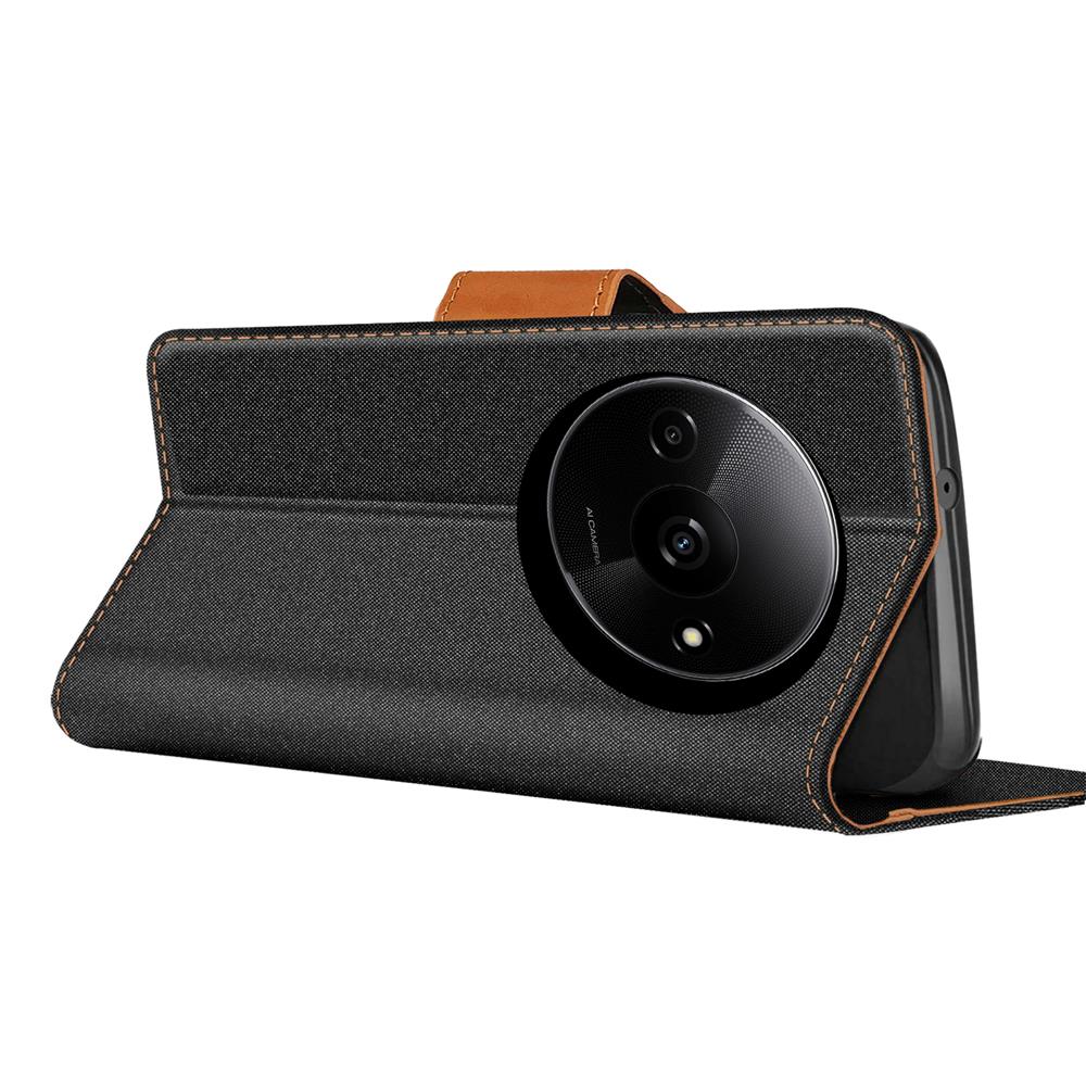 Textil Wallet für Xiaomi Redmi A3 in Schwarz
