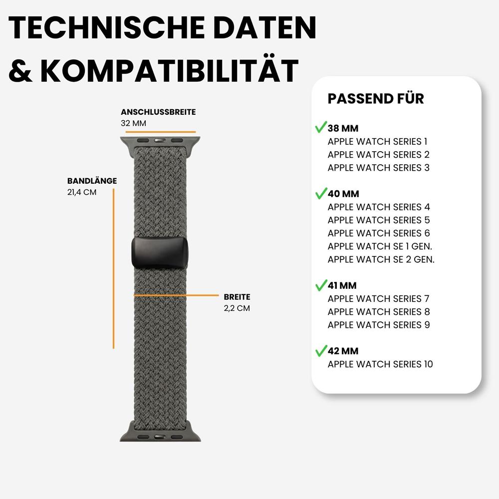 Loop Nylonarmband für Apple Watch 1-11/SE1-3 - 38/40/41/42mm in Olivgrün - Universal