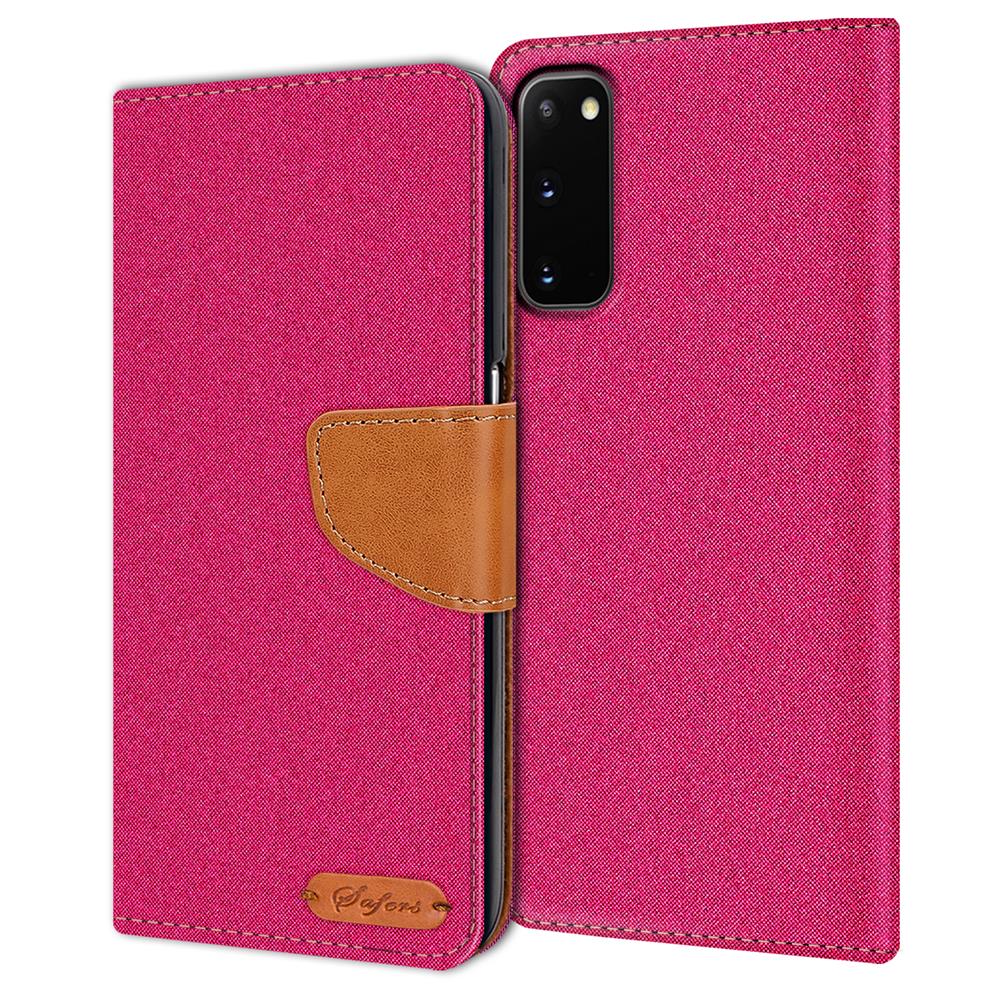 Textil Wallet für Samsung Galaxy S20 in Pink
