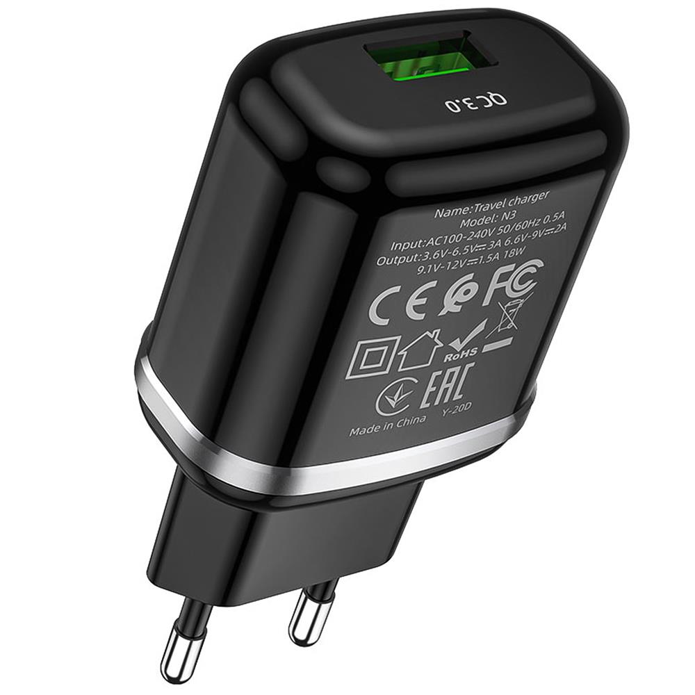Netz-Ladegerät Hoco - N3 SOLO in Schwarz