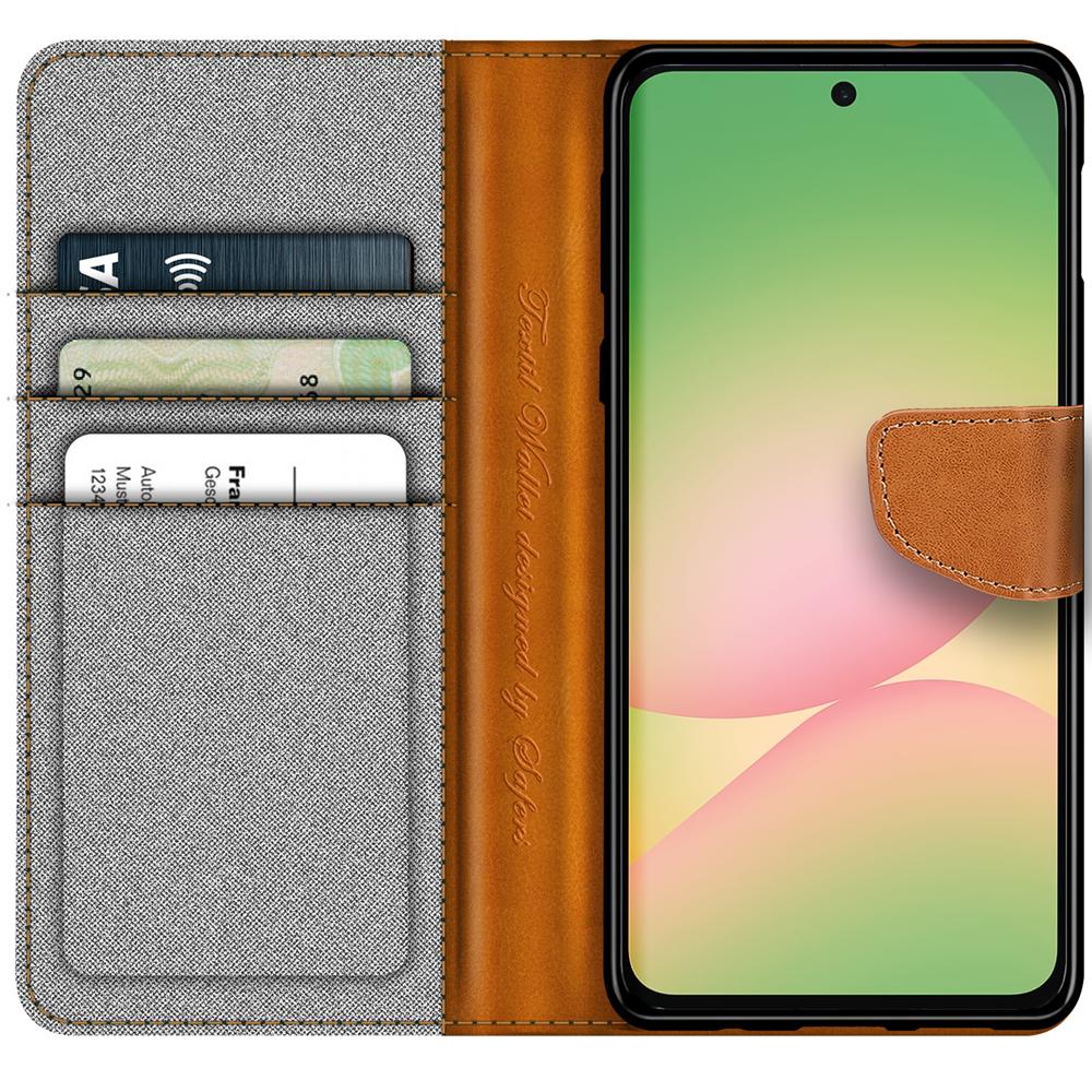 Textil Wallet für Samsung Galaxy A57 5G in Grau