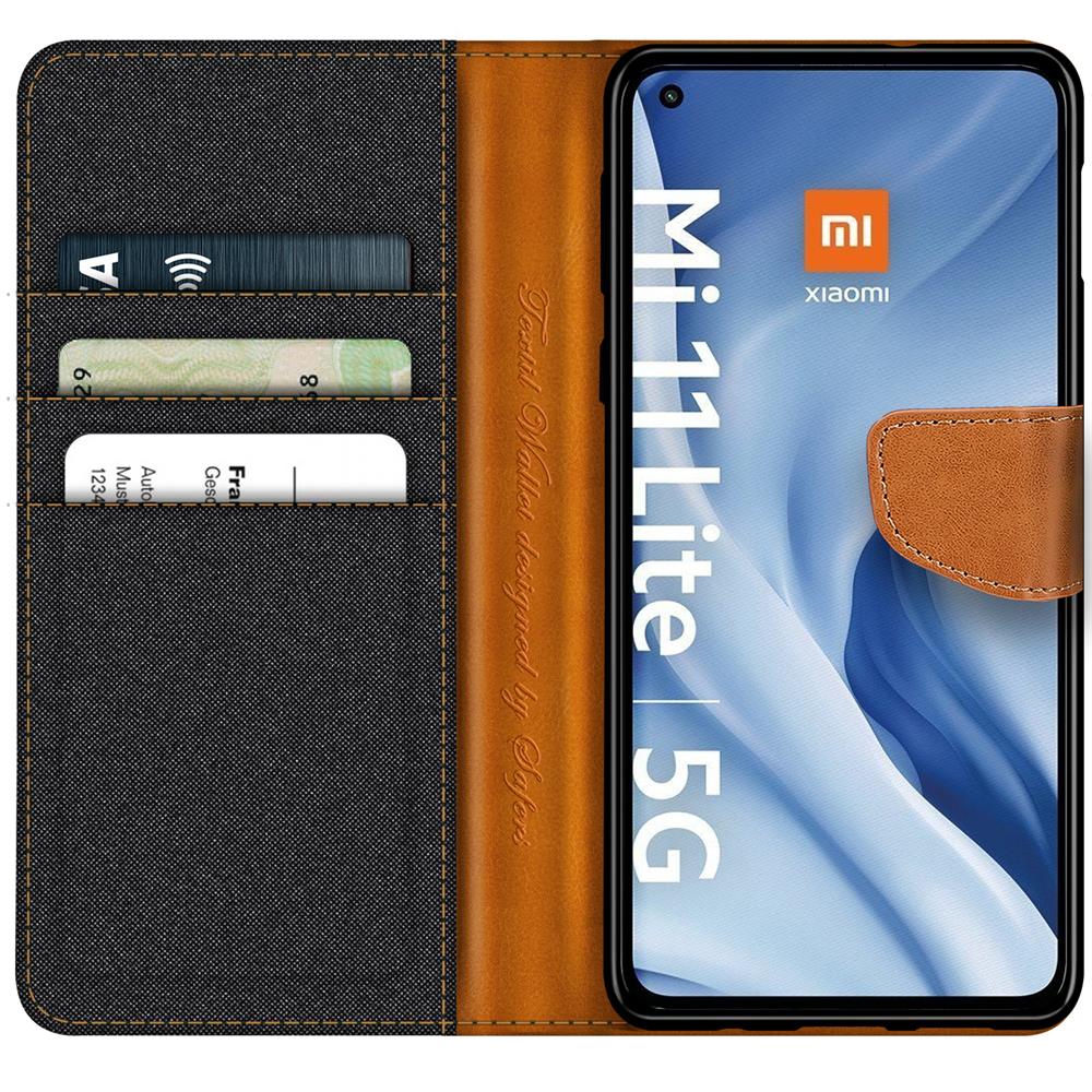 Textil Wallet für Xiaomi Mi 11 Lite 4G/5G in Schwarz