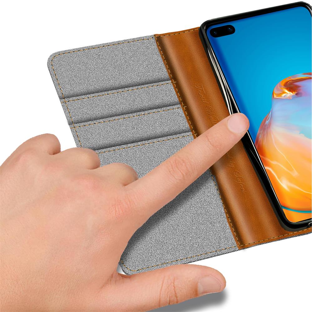 Textil Wallet für Huawei P40 Pro in Grau