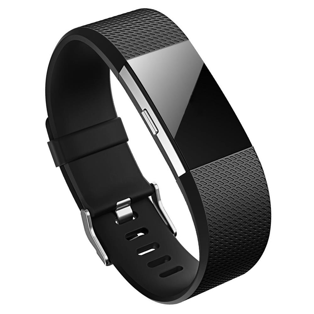 Fitnessarmband TPU für Fitbit Charge 2 - Größe L in Schwarz
