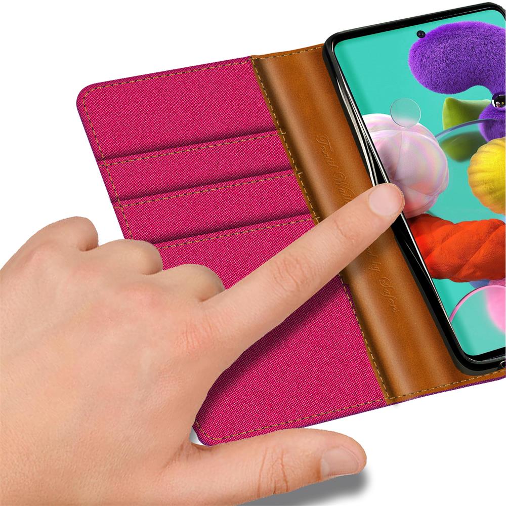 Textil Wallet für Samsung Galaxy A51 in Pink