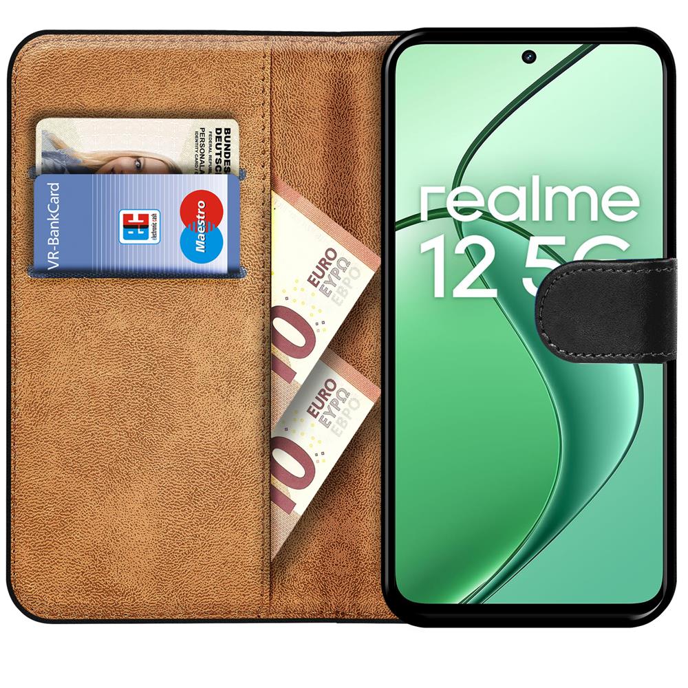Basic Wallet für Realme 12 5G / 12X 5G in Schwarz