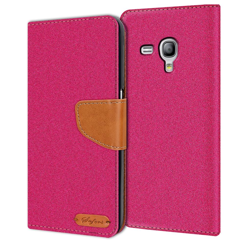 Textil Wallet für Samsung Galaxy S3 Mini in Pink