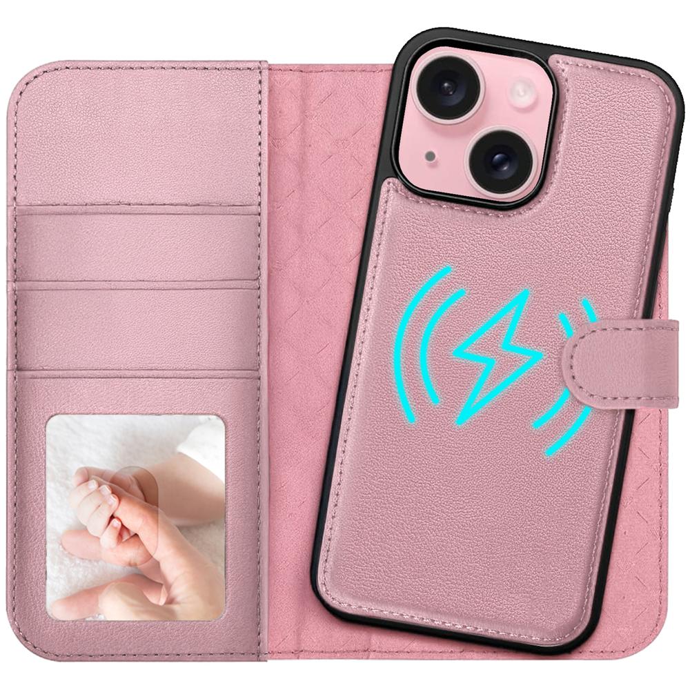 Magnetic Wallet für Apple iPhone 15 in Rosegold