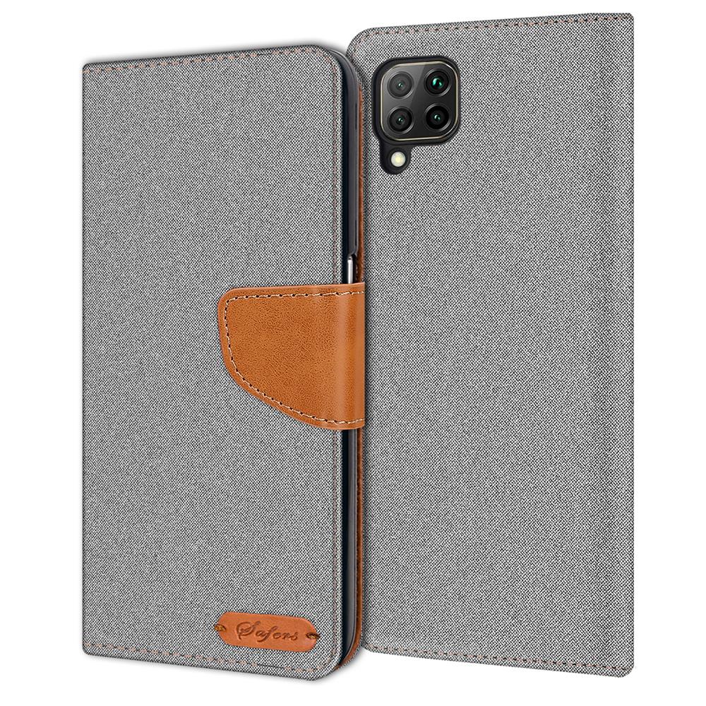 Textil Wallet für Huawei P40 Lite in Grau