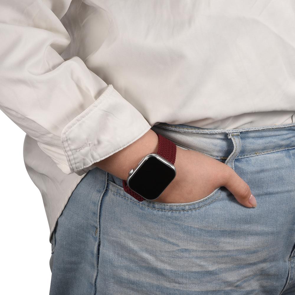 Loop Nylonarmband für Apple Watch 1-11/SE1-3/Ultra1-3 - 42/44/45/49mm in Weinrot - Universal