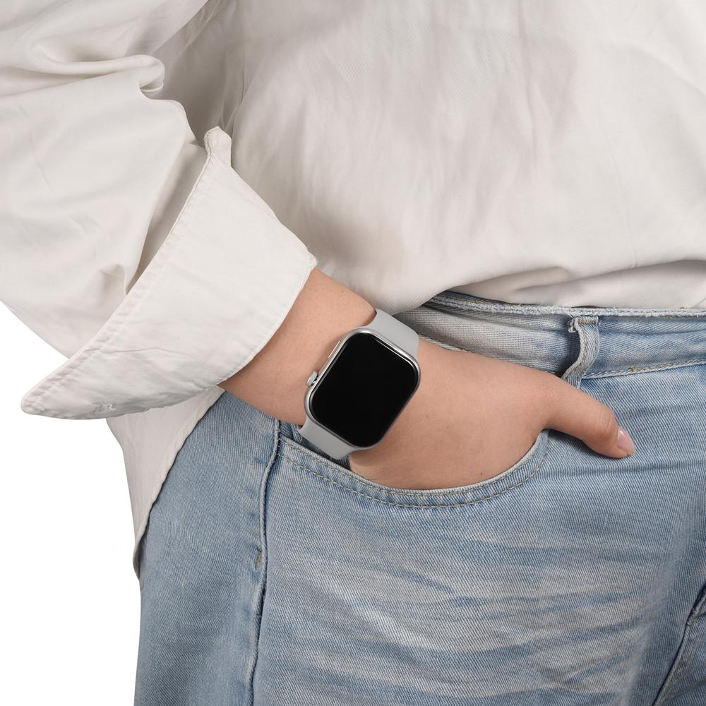 Silikonarmband Butterfly Apple Watch 1-11/SE1-3/Ultra1-3 - 42/44/45/49mm in Wolkengrau - Größe L