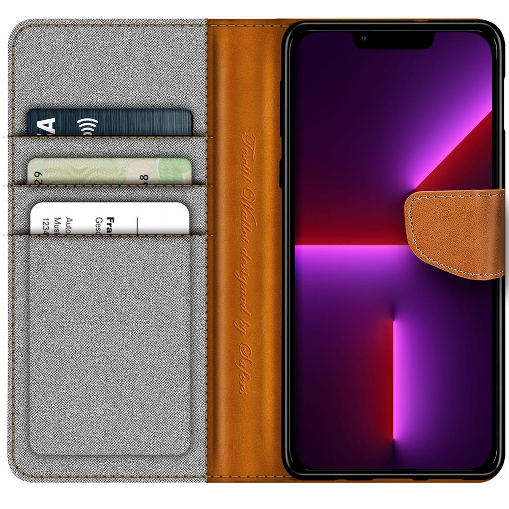 Textil Wallet für Apple iPhone 13 Pro Max in Grau