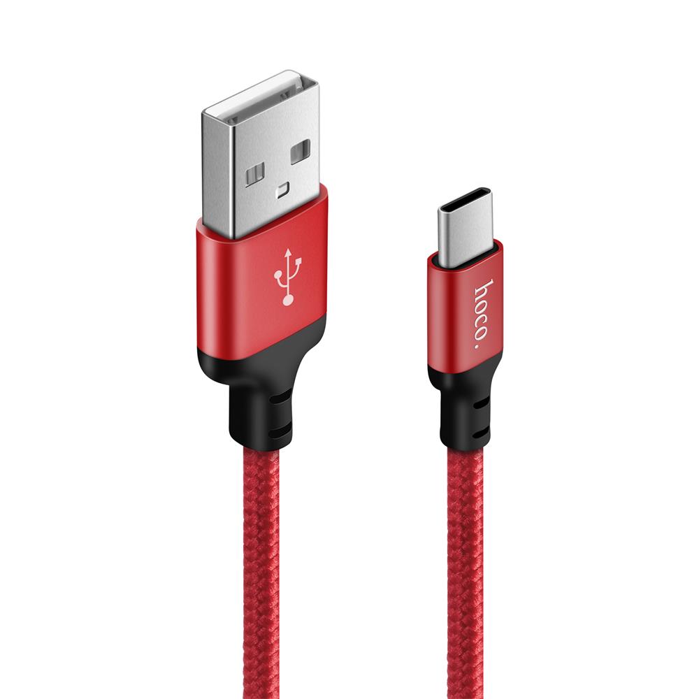 Hoco USB Kabel - X14 Type-C - 2M in Schwarz-Rot
