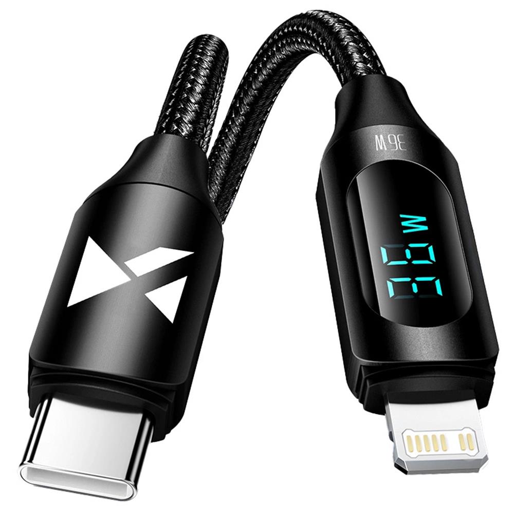 Wozinsky Display Ladekabel Type C / Lightning 1M in Schwarz