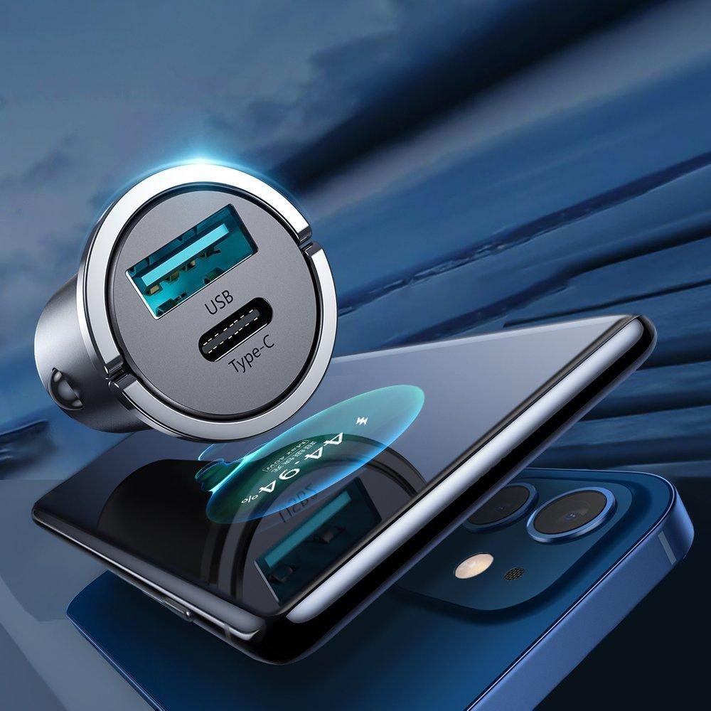 Kfz-Ladegerät Joyroom C-A35 USB + USB-Typ-C in Grau