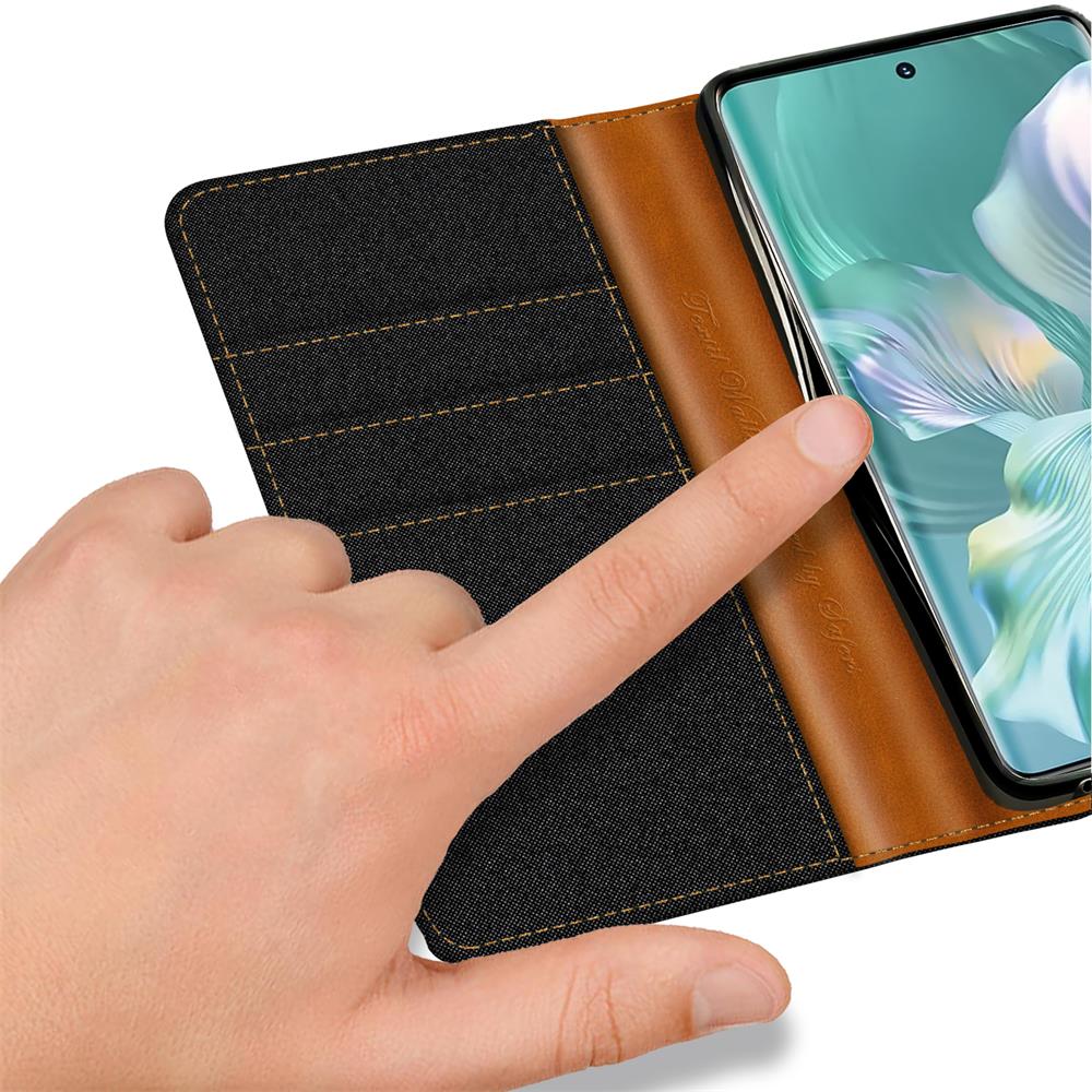 Textil Wallet für Honor 80 SE in Schwarz