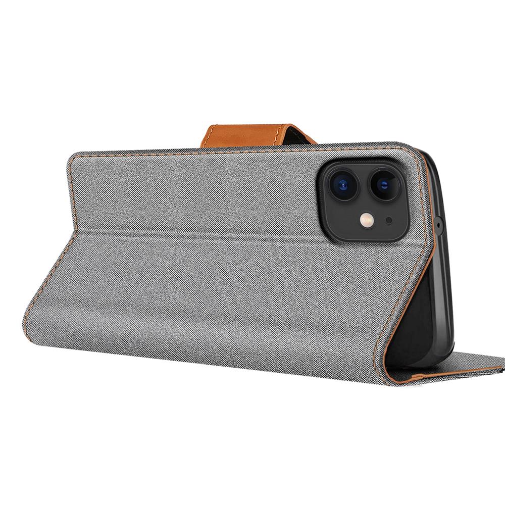 Textil Wallet für Apple iPhone 12 Mini in Grau