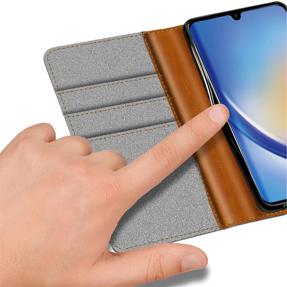 Textil Wallet für Samsung Galaxy A54 5G in Grau