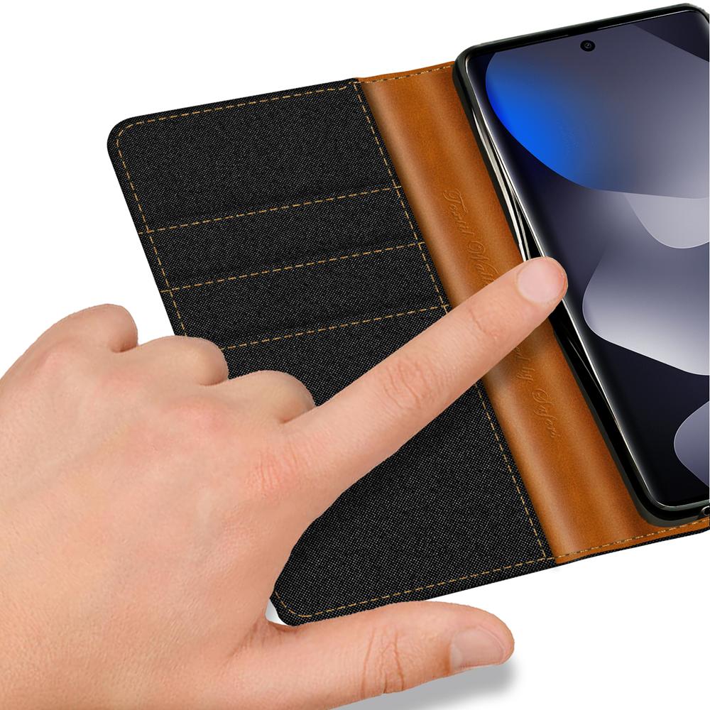 Textil Wallet für Xiaomi Redmi Note 15 5G in Schwarz