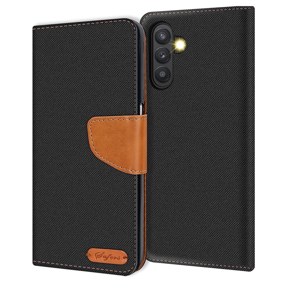 Textil Wallet für Samsung Galaxy A54 5G in Schwarz
