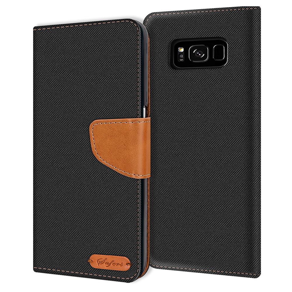Textil Wallet für Samsung Galaxy S8 Plus in Schwarz