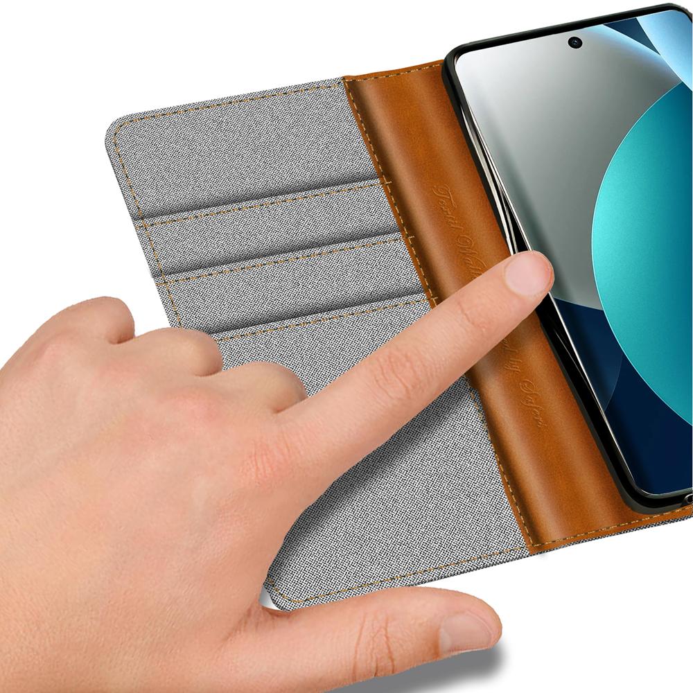 Textil Wallet für Xiaomi Redmi Note 15 Pro 4G in Grau