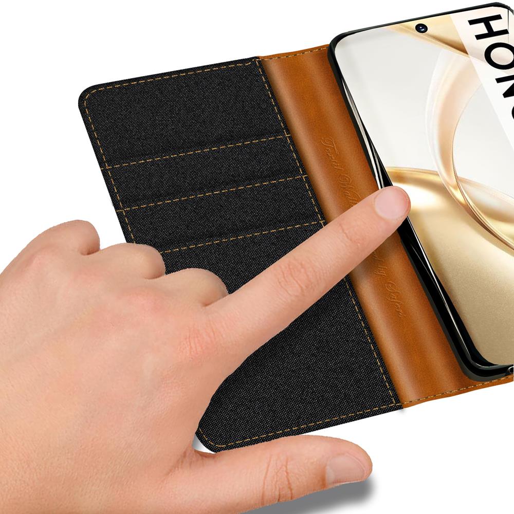 Textil Wallet für Honor 200 in Schwarz