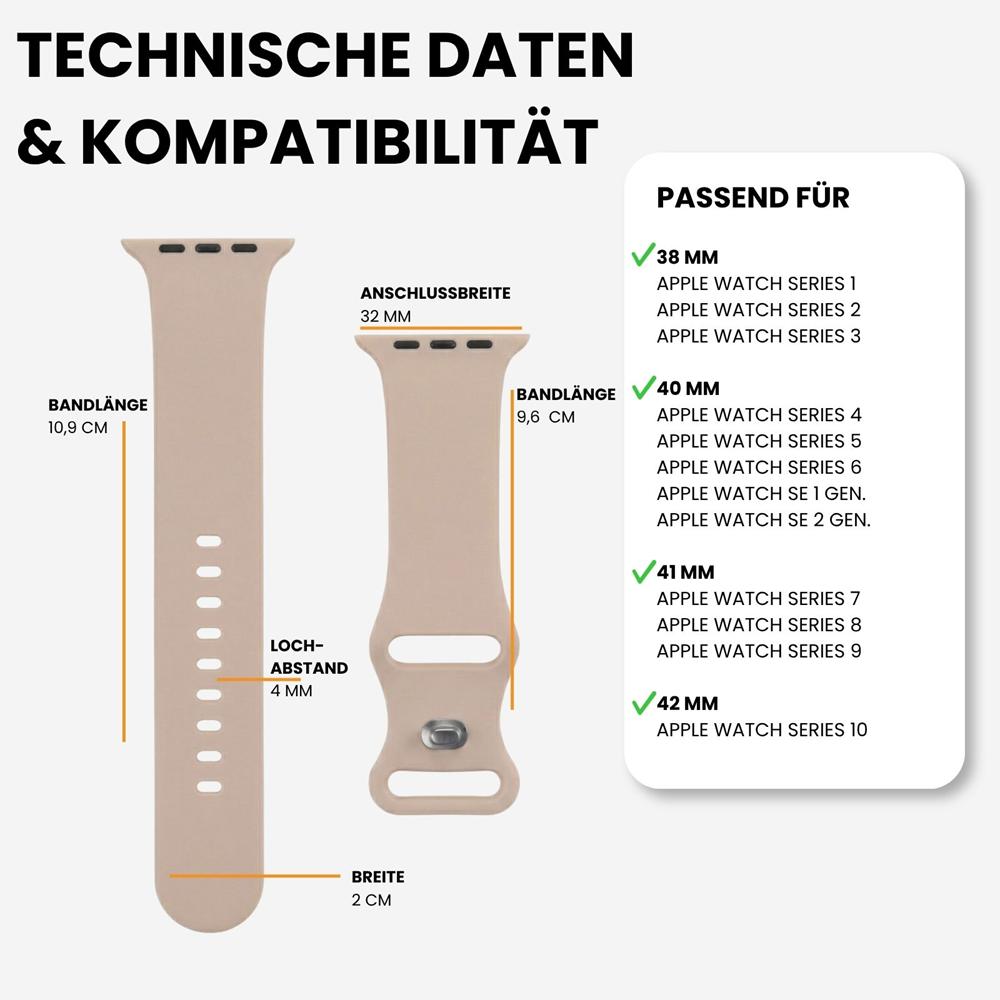 Silikonarmband Butterfly Apple Watch 1-11/SE1-3 - 38/40/41/42mm in Sandrosa - Größe S