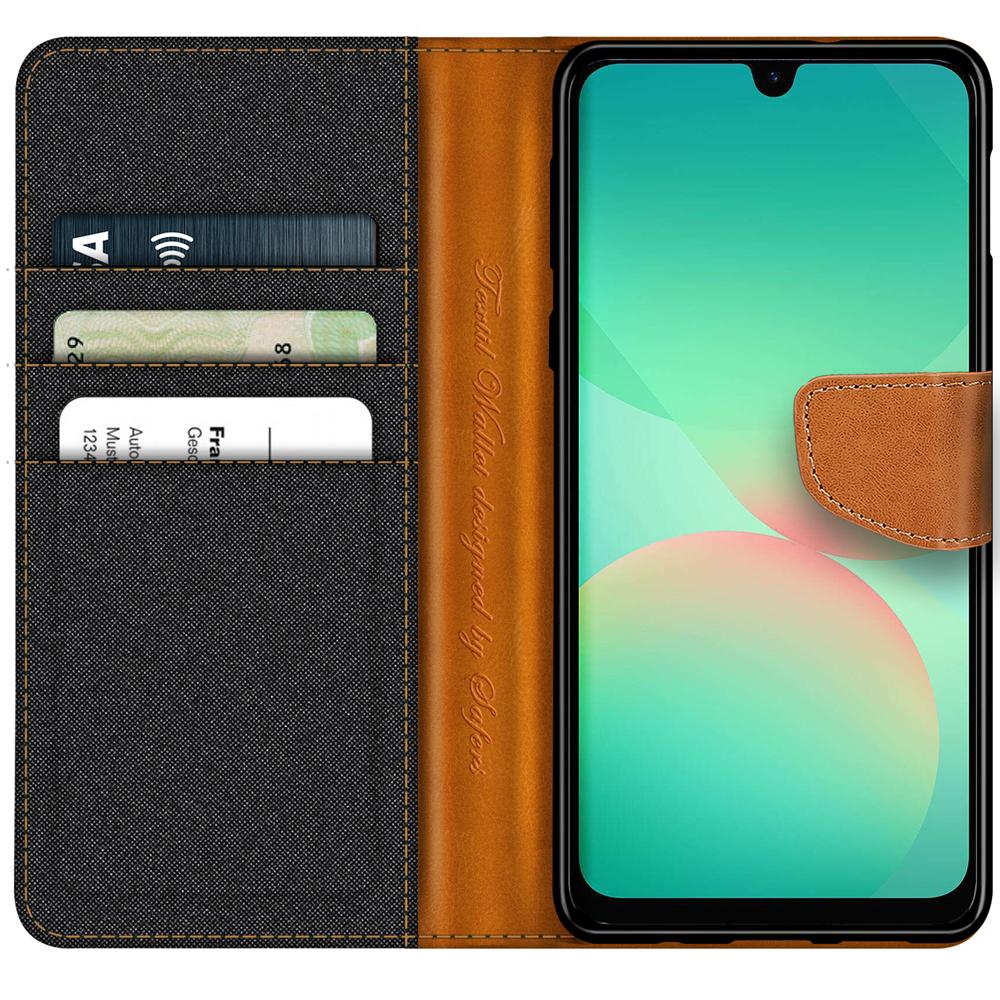 Textil Wallet für Samsung Galaxy A27 5G in Schwarz